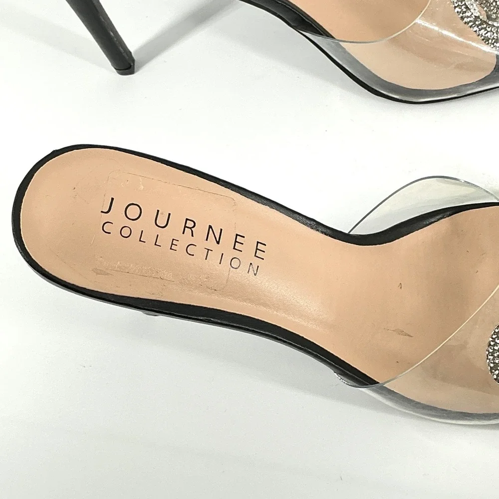 Journee‎ Size 10 Black Clear Sparkly Rhinestone Bow Stiletto Heels NEW Fenella